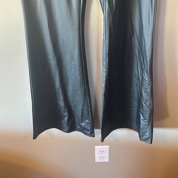 Black Faux Leather Flare Pants - Picture 4 of 5